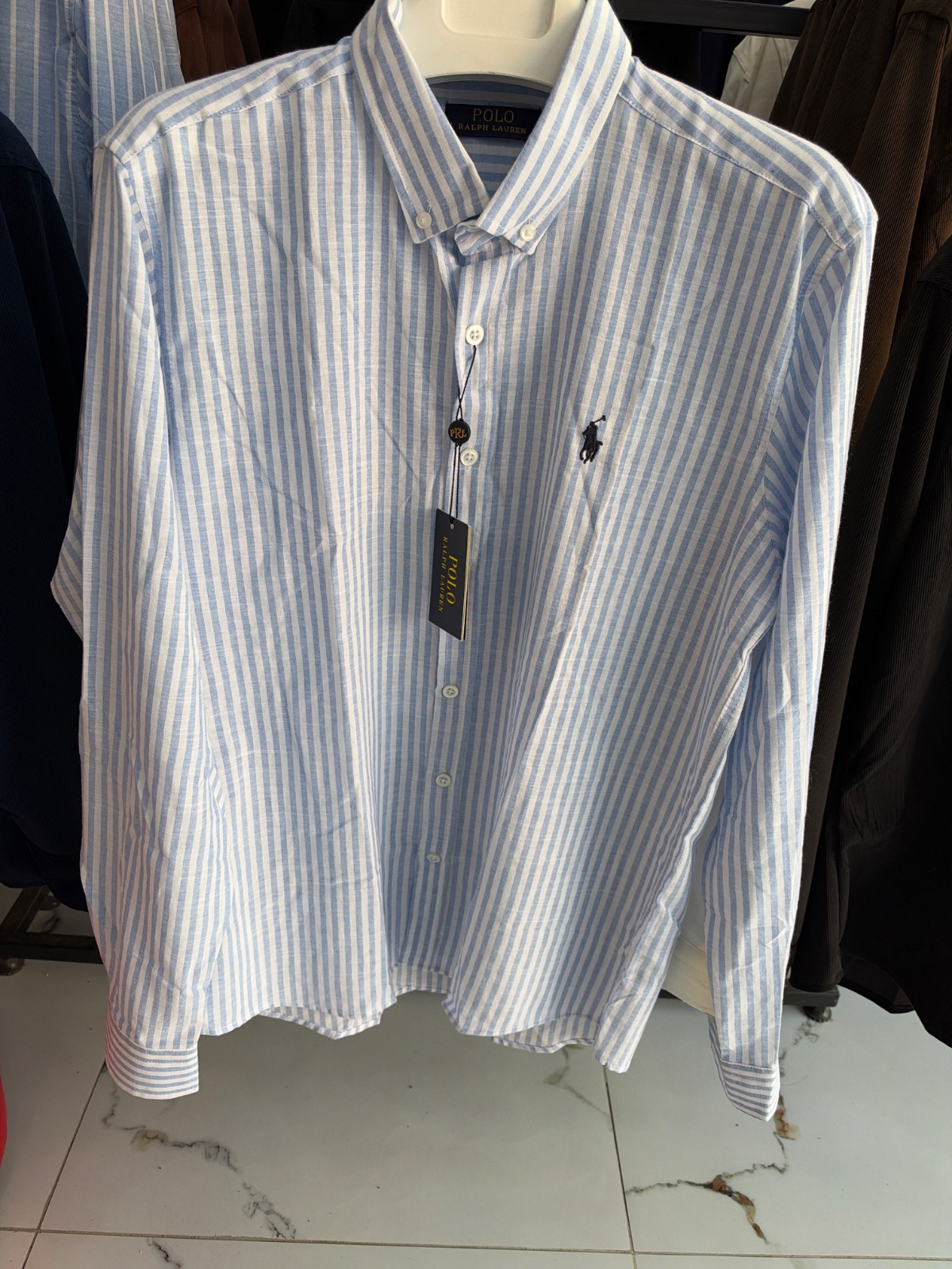 Polo Ralph Lauren Mavi Beyaz Çizgili Erkek Gömlek