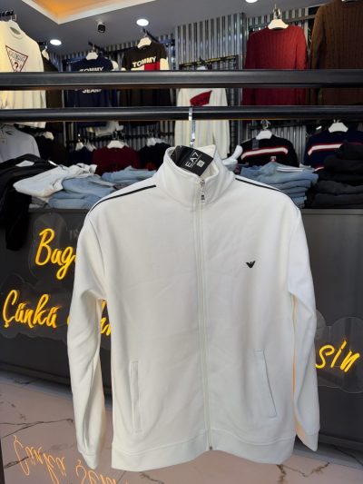 EA7 Emporio Armani Fermuarlı Sweatshirt - Beyaz